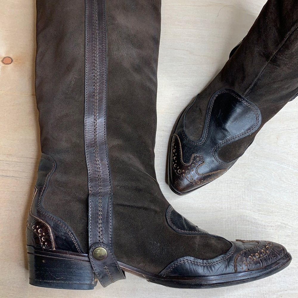 Ducanero Vintage Knee High Brown Boots Western Cowboy Size 9